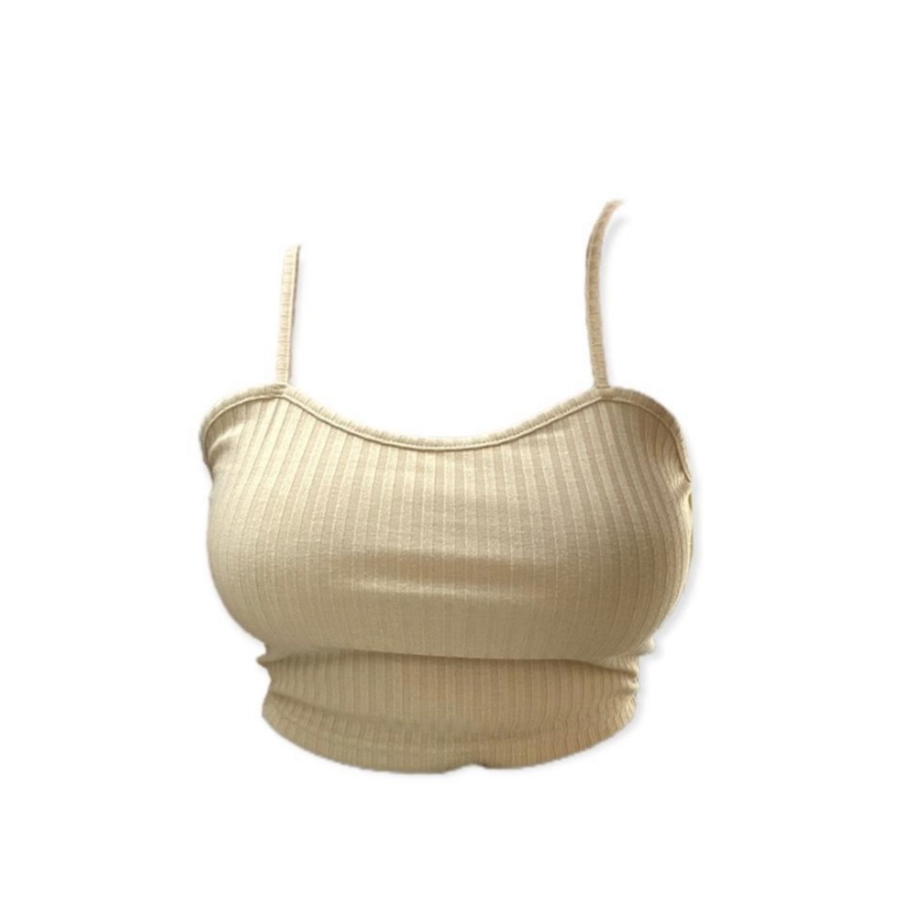 cream ribbed cropped camisole top
